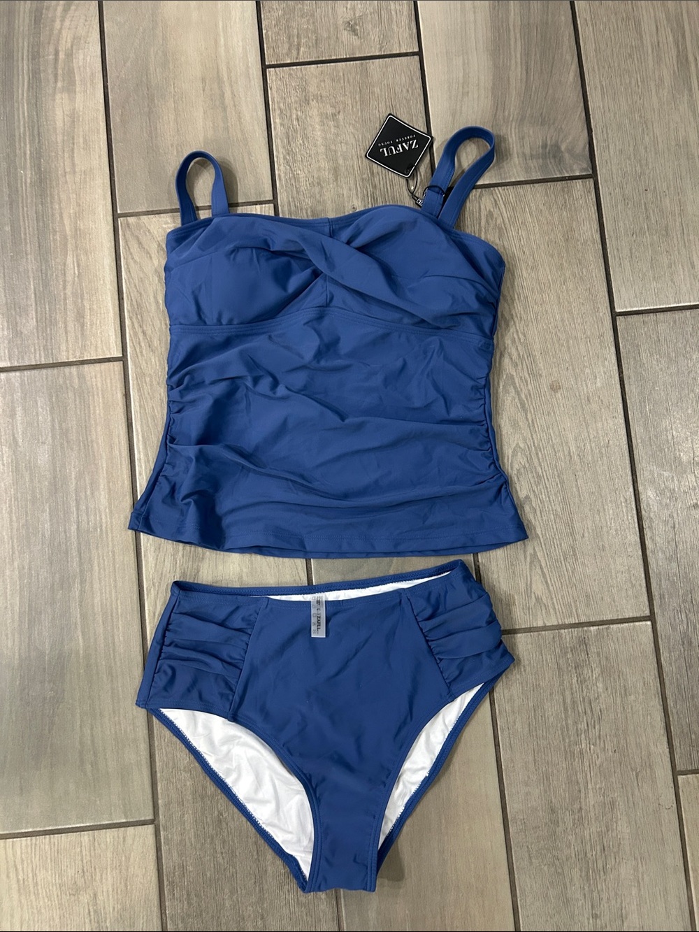 ZAFUL Women’s Tankini Swimsuit Tummy Control High Waisted Twist Front Two Piece - Picture 4 of 6